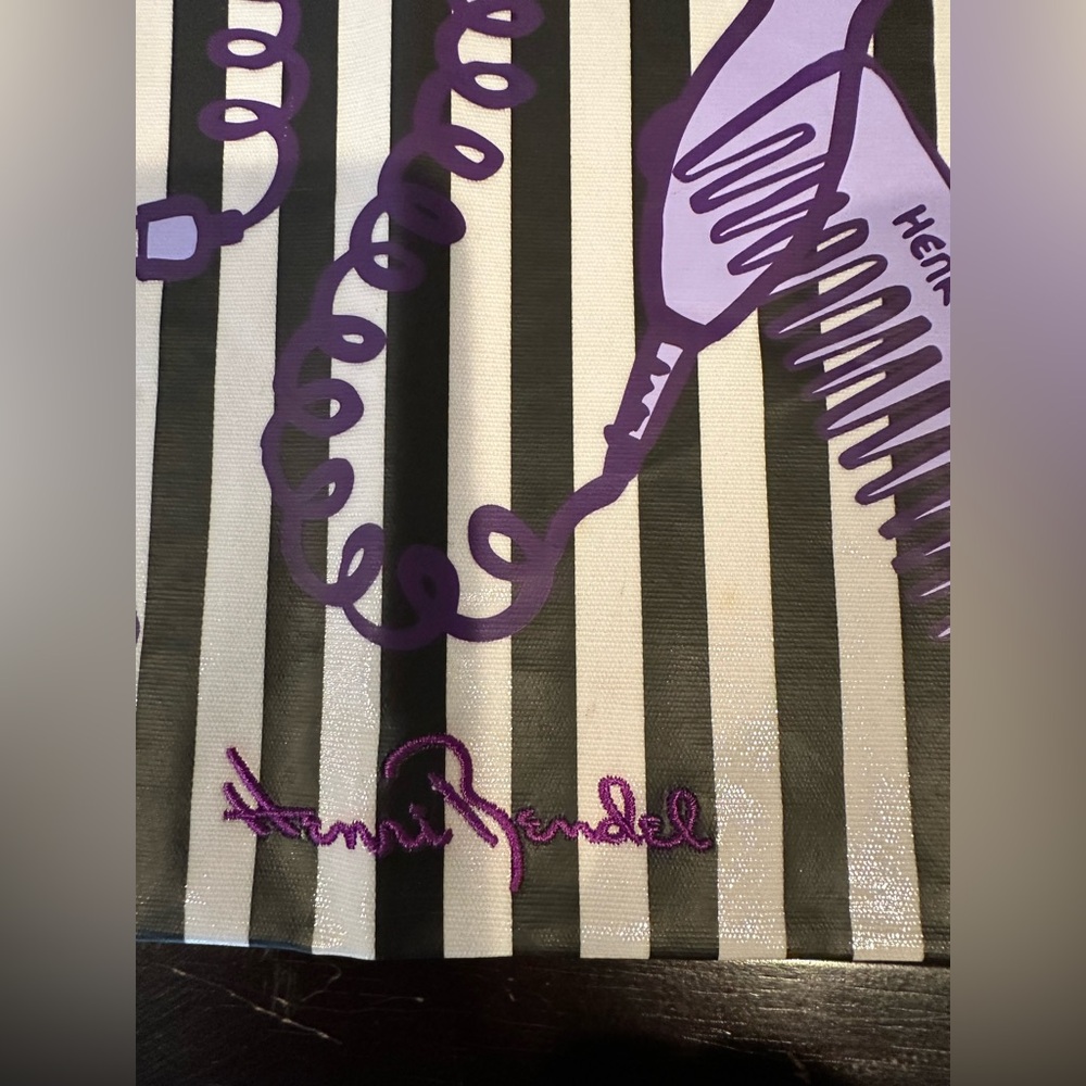 Henri Bendel Purple, Brown and White Vintage Glossy Coating Cosmetic Case GUC! - Picture 2 of 15